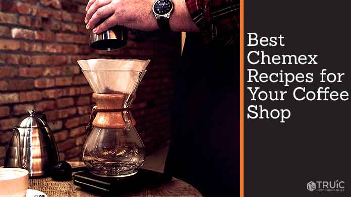 barista using a manual brew method to make a Chemex recipe in a coffee shop