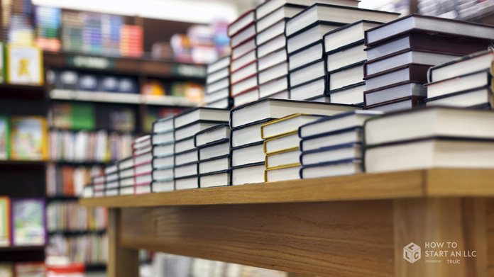 Books on a table in a Bookstore